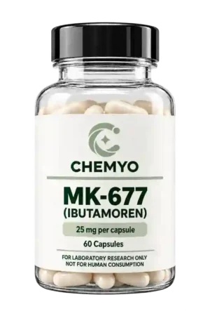 MK-677 for sale – Ibutamoren 25mg research capsules bottle by Chemyo